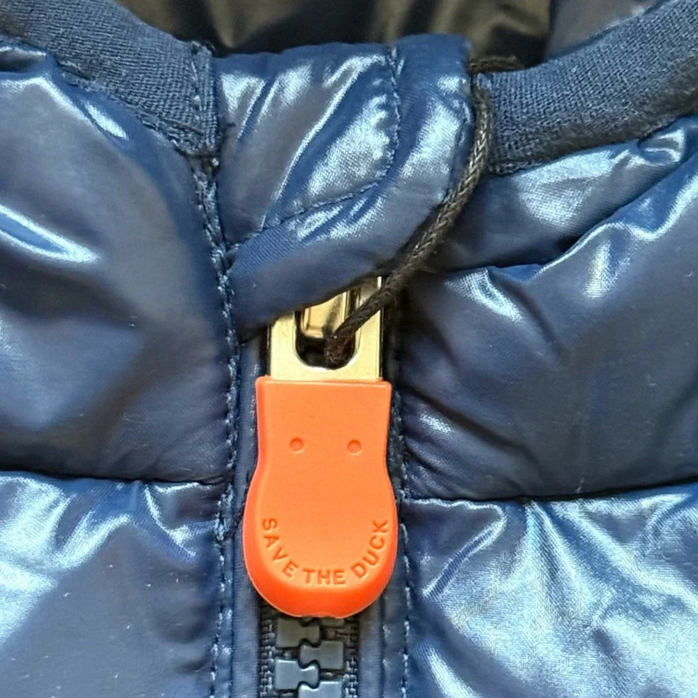 Save The Duck Baby Unisex Navy Jody Hooded Front-Zip Puffer Jacket - Size 9-12M